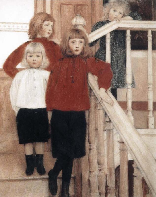 Fernand Khnopff Portrait of the Children of Louis Neve France oil painting art